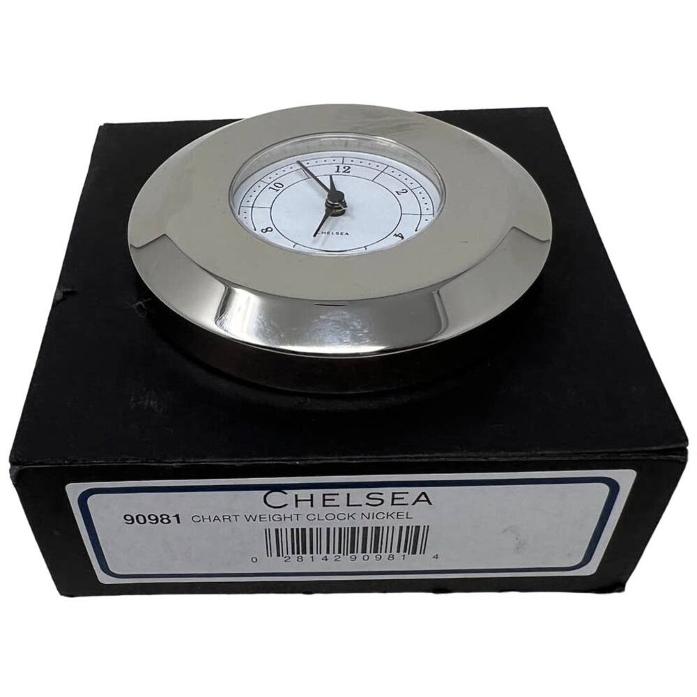 NEW! Chelsea Chart Weight Desk Clock Paperweight Nickel